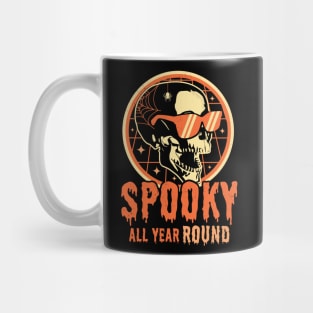 Spooky All Year Round - Funny Halloween Skull Skeleton Retro Mug